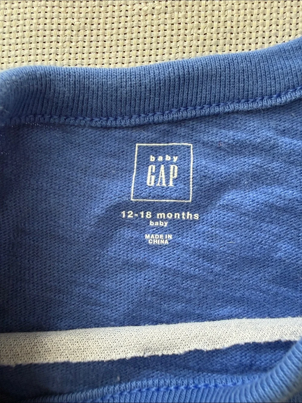 GAP 12-18 M Kids Royal Blue Sweatshirt with Yellow Sun Appliqué